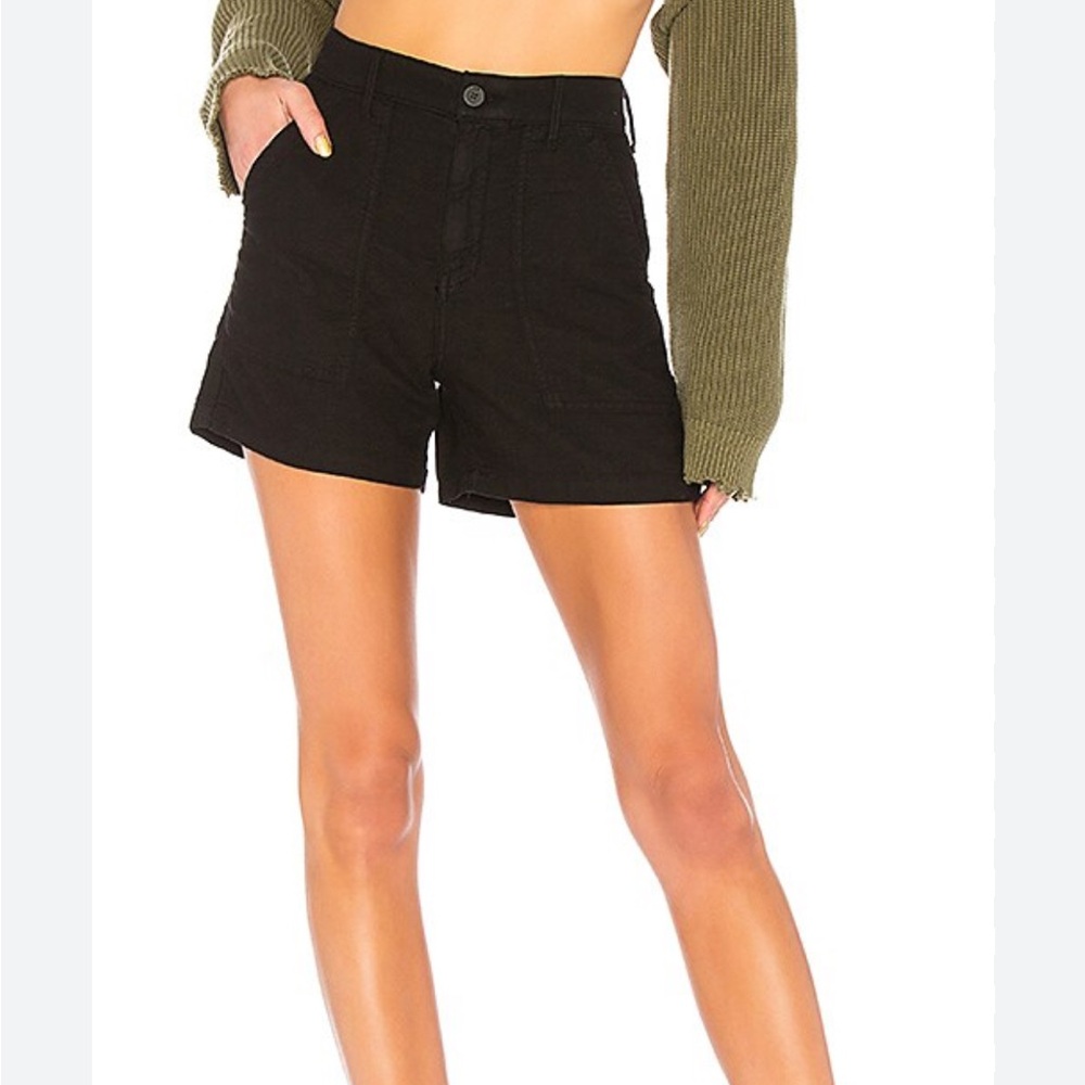 RTA Road To Awe Black Vendetta High Waist Cotton Shorts In Phantom Size 27